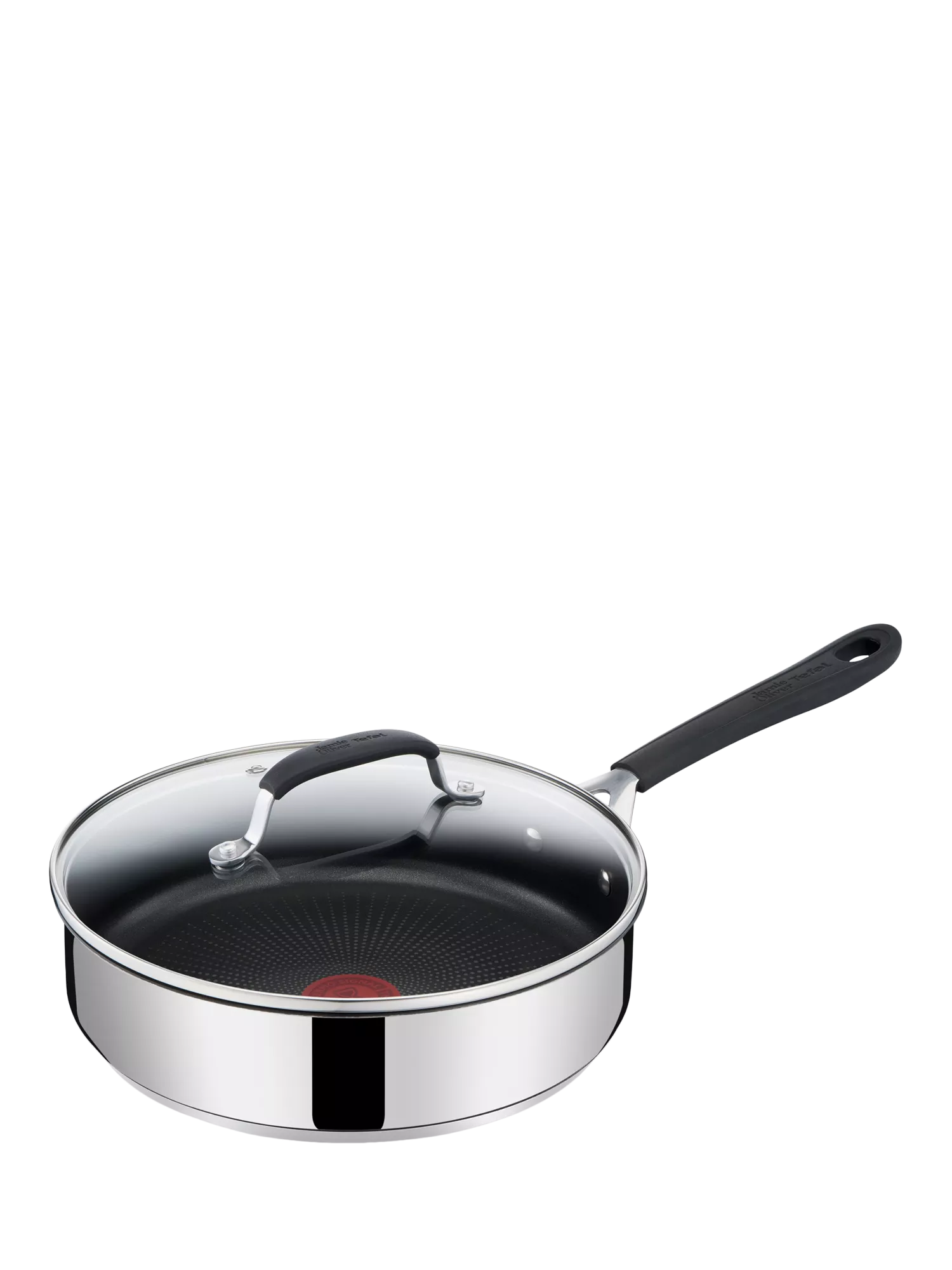 Jamie Oliver by Tefal Quick & Easy Stainless Steel Non-Stick Saute Pan & Glass Lid, 25cm