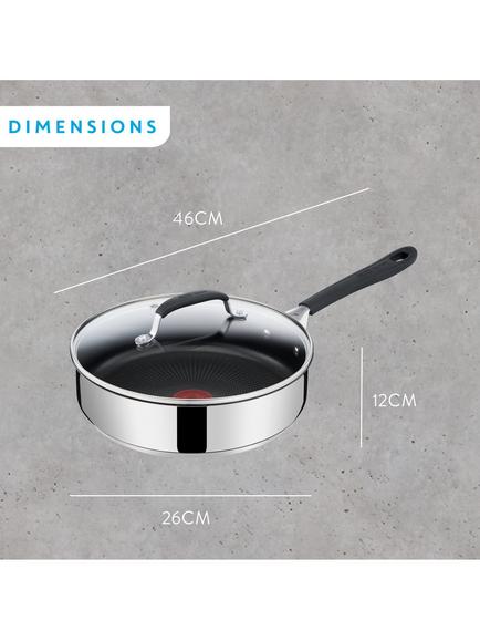 Jamie Oliver by Tefal Quick & Easy Stainless Steel Non-Stick Saute Pan & Glass Lid, 25cm - view 2, Black Black