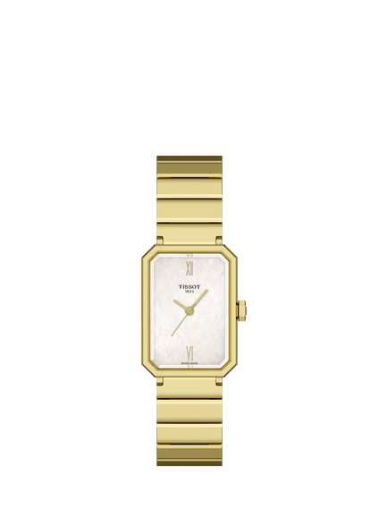 Tissot T1601103311300 Women's SRV Rectangular Bracelet Strap Watch, Gold, Gold