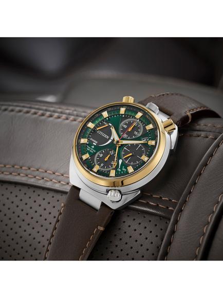 Citizen AV0104-06W Men's Limited Edition Promaster Tsuno Chrono Round Leather Strap Watch, Silver - view 2, Silver