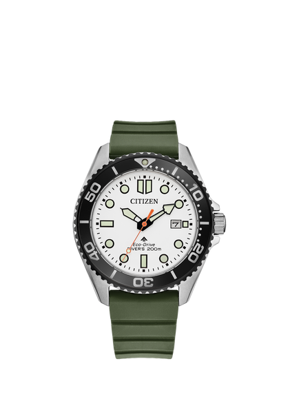 Citizen BN0265-00A Men's Promaster Round Rubber Strap Watch, Silver, Silver