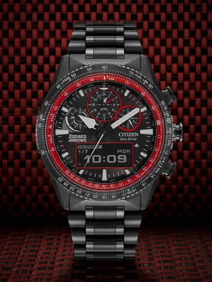 Citizen JV2007-52E Men's Limited Edition Red Arrows Promaster Skyhawk Bracelet Strap Watch, Black - view 2, Black Pvd