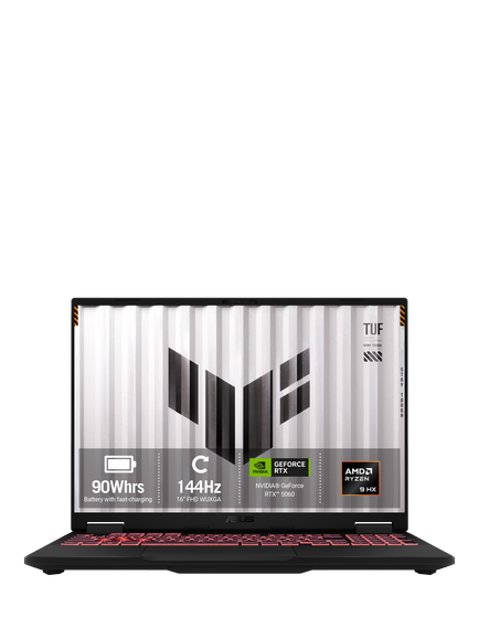 ASUS TUF A16 Gaming Laptop, AMD Ryzen 9 Processor, 16GB RAM, 1TB SSD, RTX 5060, 16" FHD+, Grey, with 2 Months of Xbox Game Pass Premium, Grey