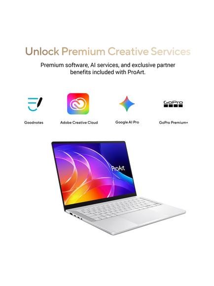 ASUS ProArt P14 Creator Laptop, NVIDIA RTX Spark N1X, 24GB RAM, 1TB SSD, 14" 3K OLED Touchscreen, White - view 2, White