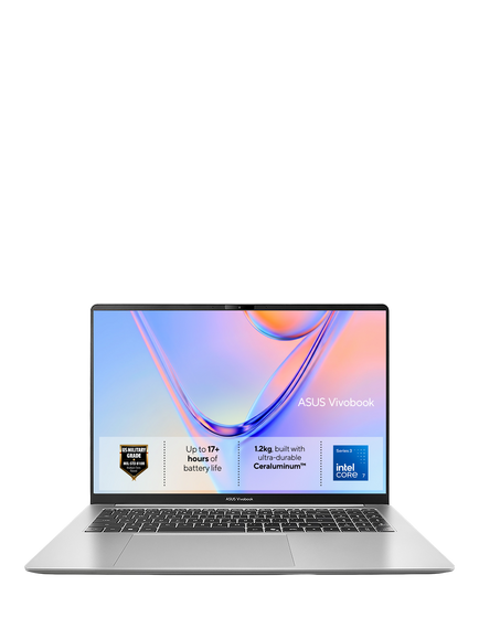 ASUS Vivobook S16 Laptop, Intel Core 7 Processor, 16GB RAM, 512GB SSD, 16” WUXGA, Silver, Silver