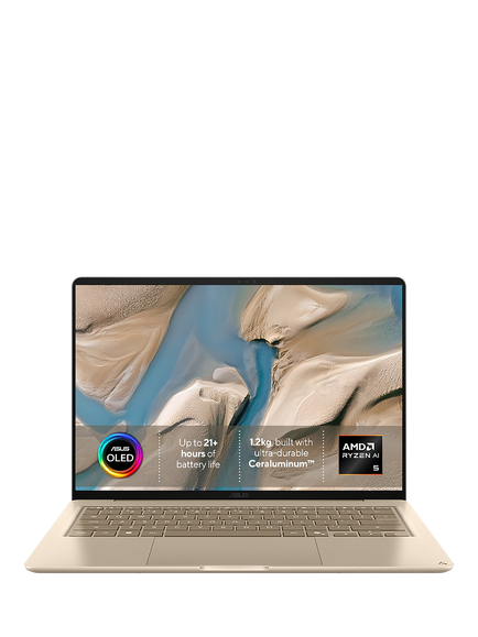 ASUS ZenBook 14 Laptop Copilot+ PC, AMD Ryzen AI 5 Processor, 16GB RAM, 512GB SSD, 14” Full HD OLED, Gold, Gold