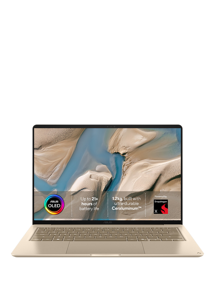 ASUS ZenBook 14 Laptop Copilot+ PC, Snapdragon X X1 Processor, 16GB RAM, 256GB SSD, 14” WUXGA OLED, Gold, Gold