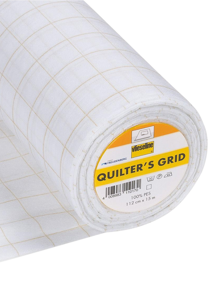 Vlieseline Quilter's Grid Lightweight Fusible Patchwork Print Lining, White, White