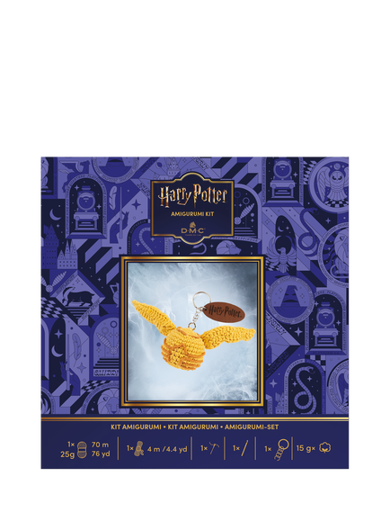 DMC Harry Potter Golden Snitch Amigurumi Crochet Keyring, Multi