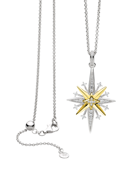 Kit Heath North Starburst Golden Grande Slider Necklace, Silver / Yellow Gold, Silver / Yellow Gold