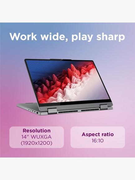 Lenovo Chromebook Plus 83LN002JUK Convertible Laptop, Intel Core 3 Processor, 8GB, 256GB, 14” WUXGA Touchscreen, Luna Grey - view 2, Luna Grey