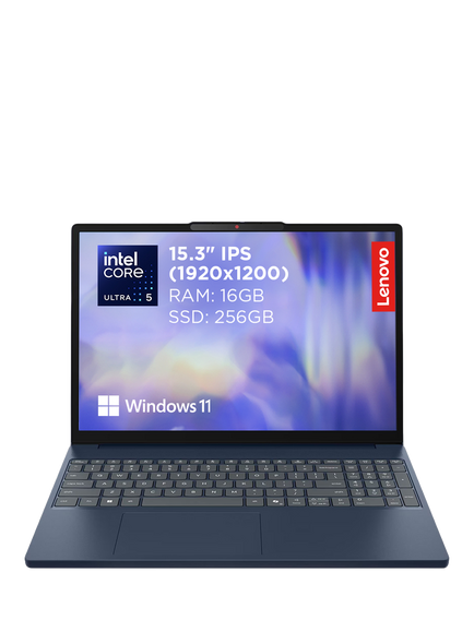 Lenovo IdeaPad Slim 3 Laptop, Intel Core Ultra 5 Processor, 16GB RAM, 256GB SSD, 15.3" WUXGA, Cosmic Blue, Cosmic Blue