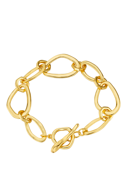 Orelia Organic Oval Link T-Bar Bracelet, Pale Gold, Pale Gold