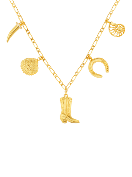 Orelia Western Charm Necklace, Gold, Pale Gold