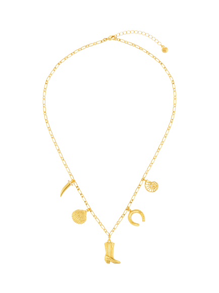 Orelia Western Charm Necklace, Gold - view 2, Pale Gold
