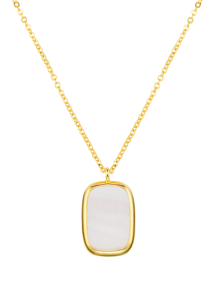 Orelia Statement Enamel Pendant Necklace, White/Gold
