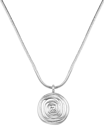 Orelia Statement Spiral Pendant Necklace, Silver, Silver