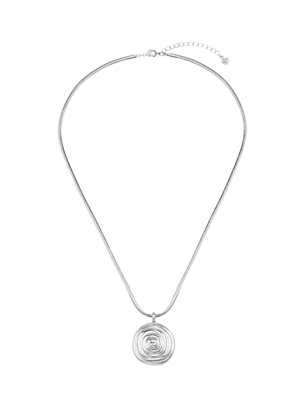 Orelia Statement Spiral Pendant Necklace, Silver - view 2, Silver