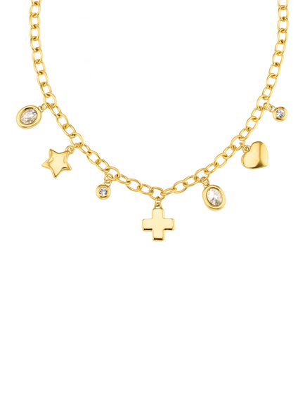 Orelia Waterproof LUXE Mixed Crystal Charm Necklace, Crystal, Crystal