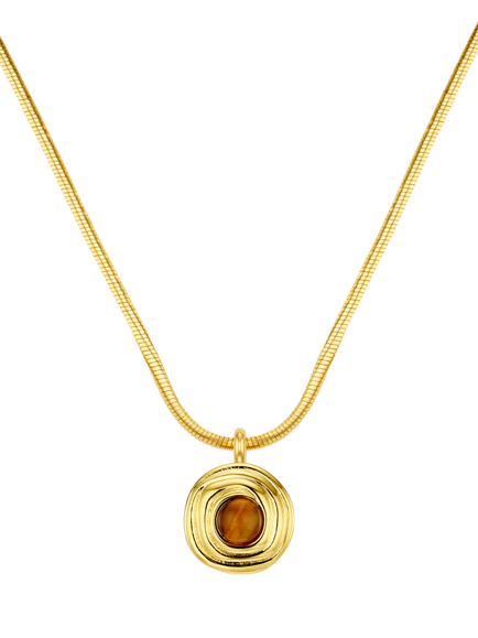 Orelia Tiger's Eye Pendant Necklace, Gold, Tigers Eye/Gold