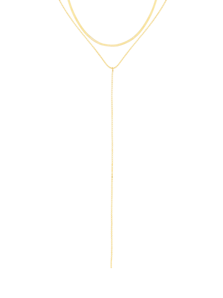 Orelia Lariat Two Chain Necklace, Gold, Pale Gold