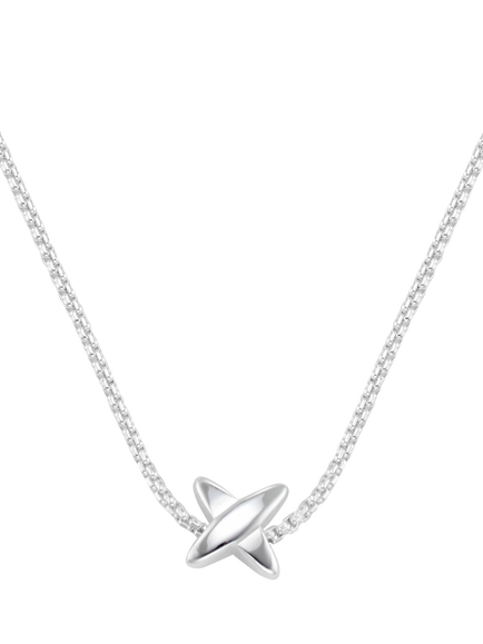 Orelia LUXE Waterproof Polished Cross Chain Necklace, Silver, Silver