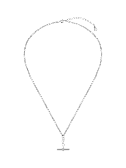 Orelia Waterproof LUXE Pavé T-Bar Drop Necklace, Silver - view 2, Silver
