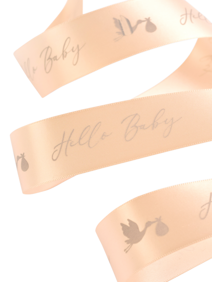 John Lewis Hello Baby Satin Ribbon, Natural, W25mm x L5m - view 2, Natural