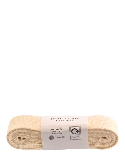 John Lewis Herringbone Cotton Ribbon, Natural, W25mm x L3m, Natural