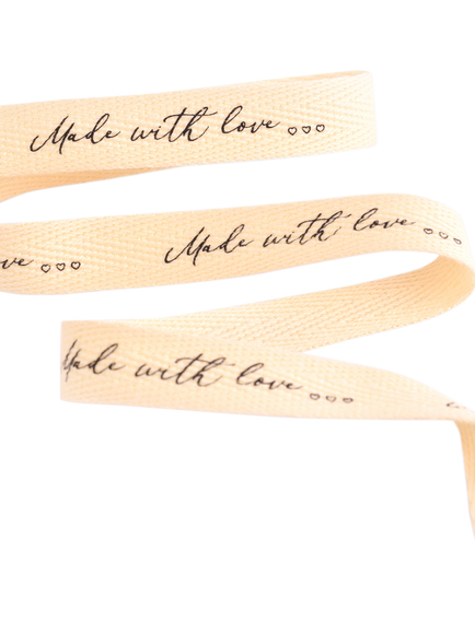 John Lewis Made with Love Herringbone Cotton Ribbon, Natural, W15mm x L5m - view 2, Natural