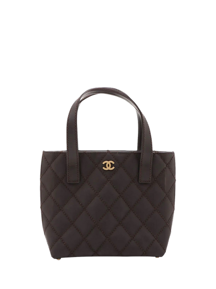 Pre-loved CHANEL Vintage 2003 Wild-Stitch Leather-Quilted Tote Bag, Brown, Brown