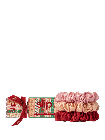Slip® Eadie Pure Silk Scrunchies Cracker Set, Rose/Scarlet/Peach