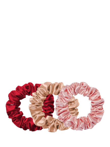 Slip® Eadie Pure Silk Scrunchies Cracker Set - view 2, Rose/Scarlet/Peach
