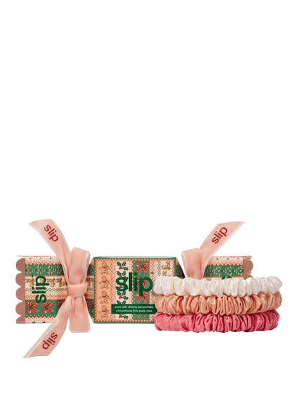 Slip® Noelle Pure Silk Scrunchies Cracker Set, White/Peach/Blush