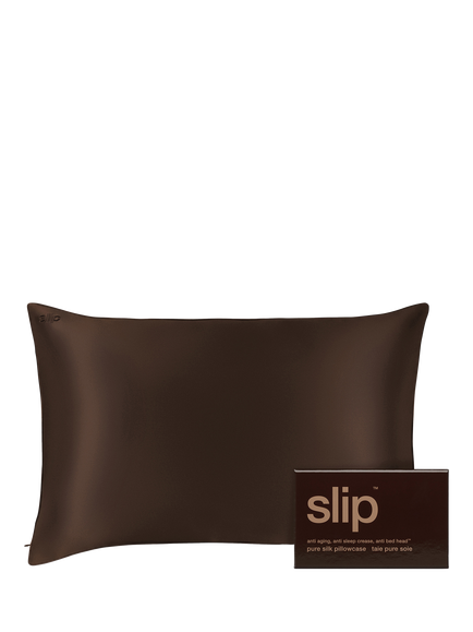 Slip® Pure Silk Zippered Pillowcase, Chocolate - view 2, Chocolate