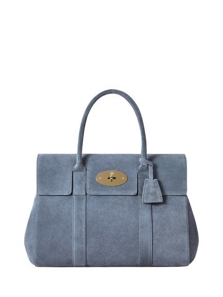 Mulberry Bayswater Suede Shoulder Bag, Foggy Grey, Foggy Grey