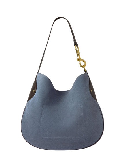 Mulberry Hackney Suede Shoulder Bag, Foggy Grey - view 2, Foggy Grey