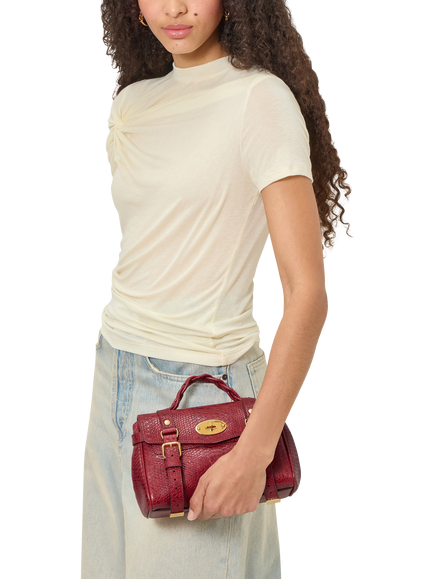 Mulberry Mini Alexa Satchel Bag, Apple Red - view 2, Apple Red