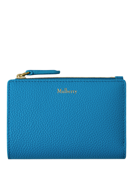 Mulberry Continental Leather Bifold Zip Purse, Portobello Blue