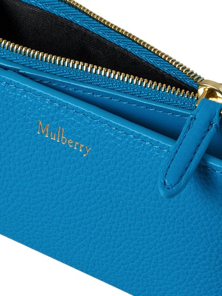 Mulberry Continental Leather Bifold Zip Purse - view 2, Portobello Blue