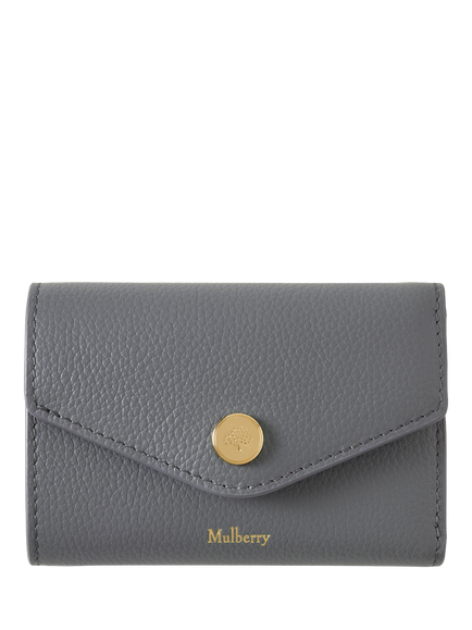Mulberry Darley Small Classic Grain Leather Folded Multi-Card Wallet, Foggy Grey