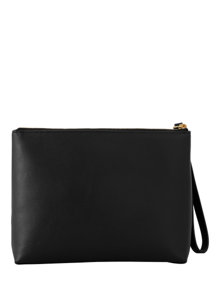 Mulberry Zipped Leather Cosmetic Pouch, Black - view 2, Black