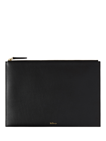 Mulberry Zipped Flat Leather Pouch, Black, Black