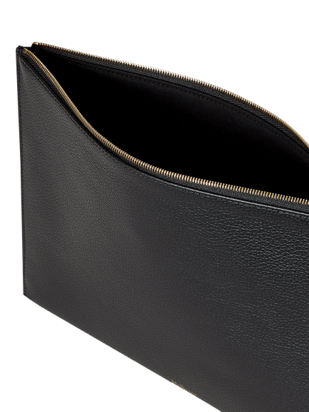 Mulberry Zipped Flat Leather Pouch, Black - view 2, Black