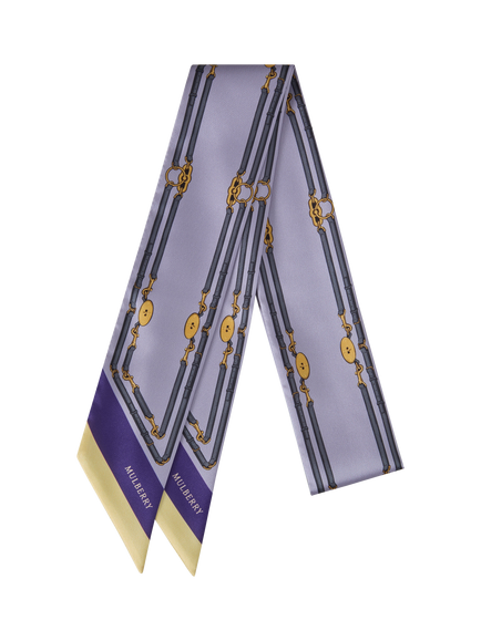 Mulberry Belted Border Skinny Scarf, Lilac