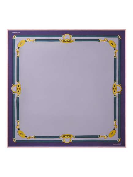 Mulberry Pure Silk Belted Border Square Scarf, Lilac