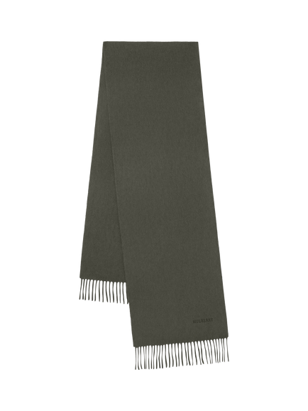 Mulberry Pure Cashmere Rectangular Scarf, Juniper Green, Juniper Green