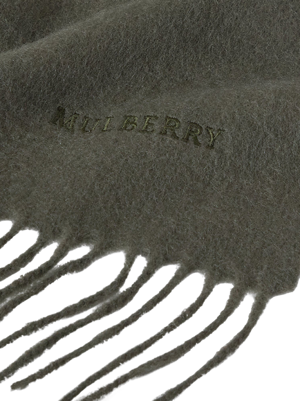 Mulberry Pure Cashmere Rectangular Scarf, Juniper Green - view 2, Juniper Green
