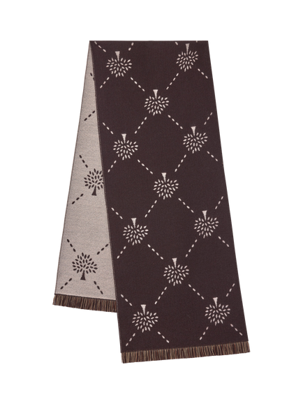 Mulberry Reversible Diamond Tree Jacquard Scarf, Ebony & Taupe, Ebony & Taupe