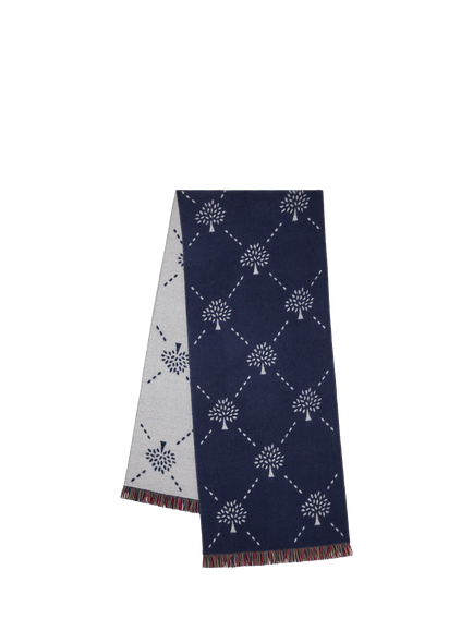 Mulberry Reversible Diamond Tree Jacquard Scarf, Night Sky/Eggshell, Night Sky/Eggshell